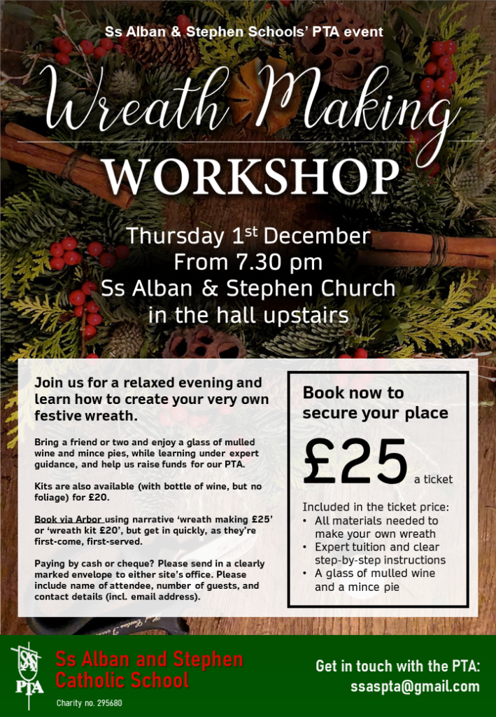 PTA event: Book now for the Wreath-Making workshop – 1st December